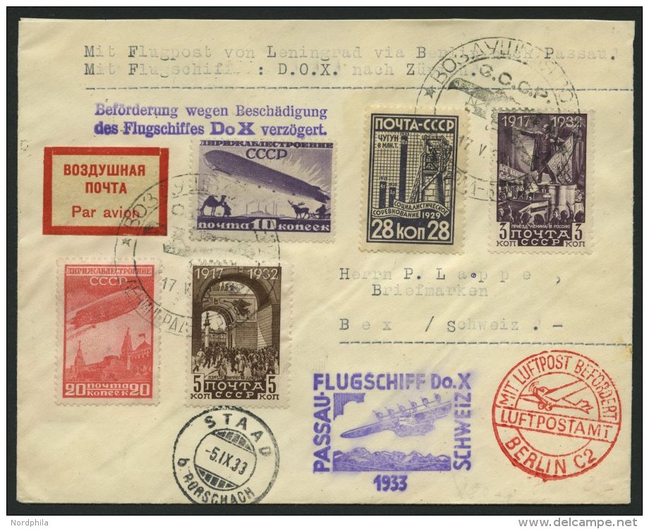 DO-X LUFTPOST 69.d.RU BRIEF, 17.05.1933, Zulieferpost Russland, Ohne Mischfrankatur, Bef&ouml;rdert F&uuml;r Passau-Z&uu - Cartas & Documentos