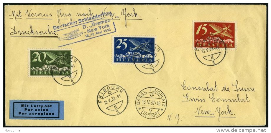 KATAPULTPOST 79CH BRIEF, Schweiz: 18.5.1932, Bremen - New York, Drucksache, Prachtbrief - Briefe U. Dokumente