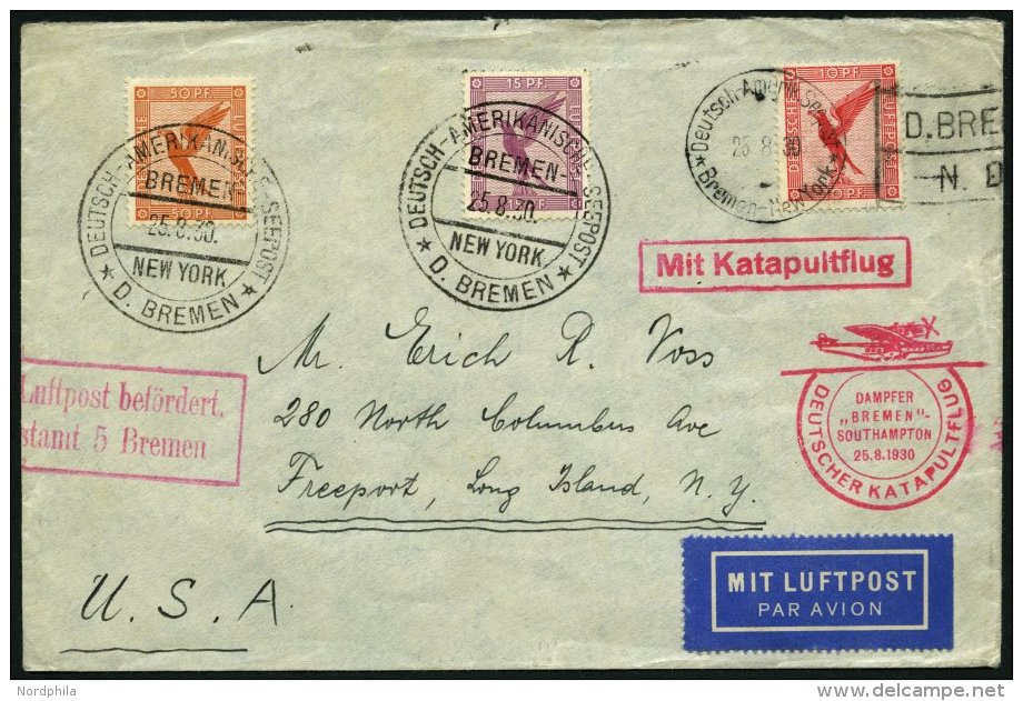 KATAPULTPOST 23c BRIEF, 25.8.1930, &amp;quot,Bremen&amp;quot, - Southampton, Deutsche Seepostaufgabe, Brief Feinst - Briefe U. Dokumente