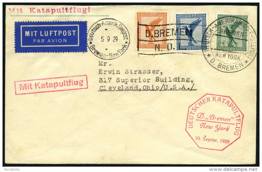 KATAPULTPOST 5b BRIEF, 9.9.1929, &amp;quot,Bremen&amp;quot, - Bremen, Seepostaufgabe, Brief Feinst - Briefe U. Dokumente