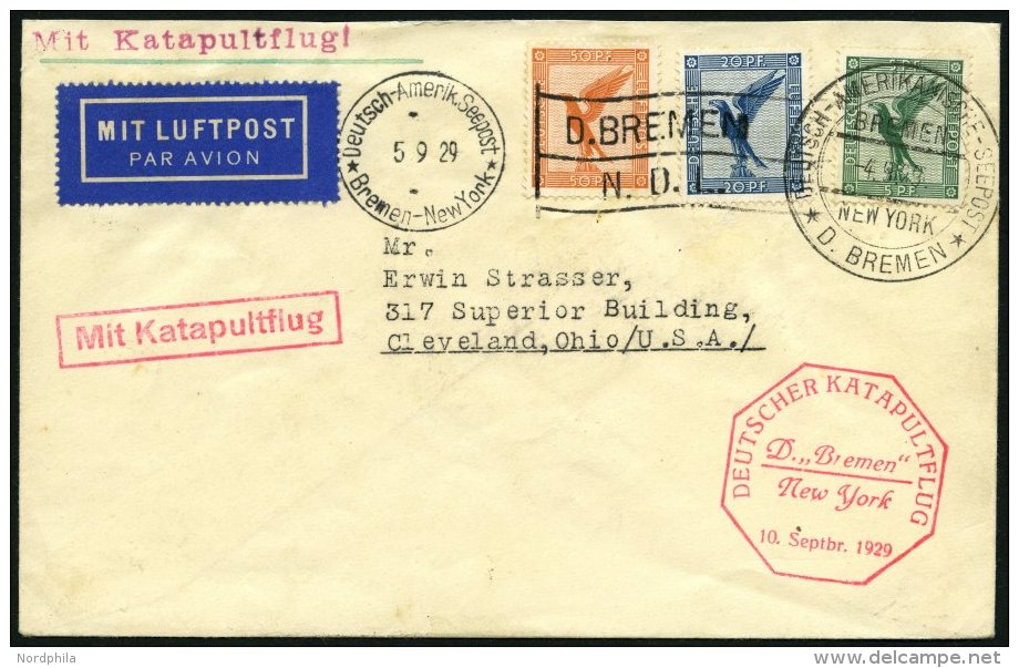 KATAPULTPOST 5b BRIEF, 9.9.1929, &amp;quot,Bremen&amp;quot, - Bremen, Seepostaufgabe, Brief Feinst - Cartas & Documentos