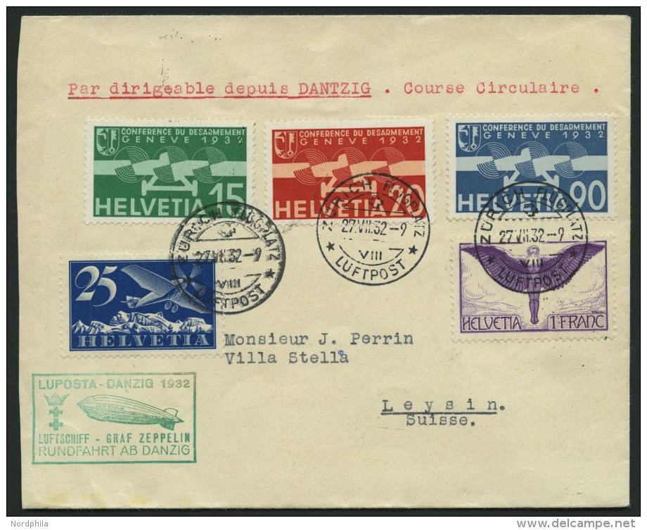 ZULEITUNGSPOST 170Ab BRIEF, Schweiz: 1932, Luposta-Rundfahrt, Abgabe Danzig, Prachtbrief - Zeppeline