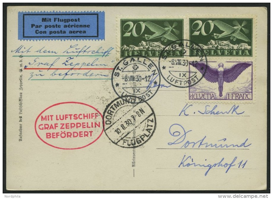 ZULEITUNGSPOST 77 BRIEF, Schweiz: 1930, Landungsfahrt Nach Dortmund, Prachtkarte - Correo Aéreo & Zeppelin