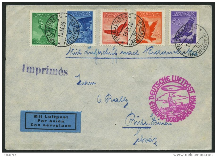 ZULEITUNGSPOST 437 BRIEF, Liechtenstein: 1936, 8. Nordamerikafahrt, Prachtbrief - Zeppelines