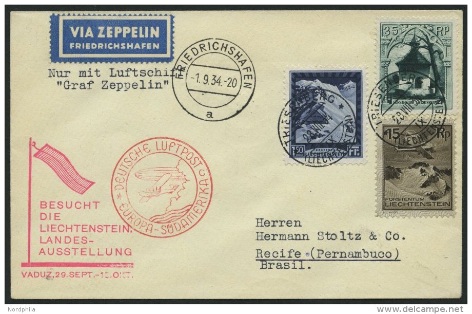 ZULEITUNGSPOST 271 BRIEF, Liechtenstein: 1934, 7. S&uuml;damerikafahrt, Gute Frankatur, Prachtbrief - Zeppelines