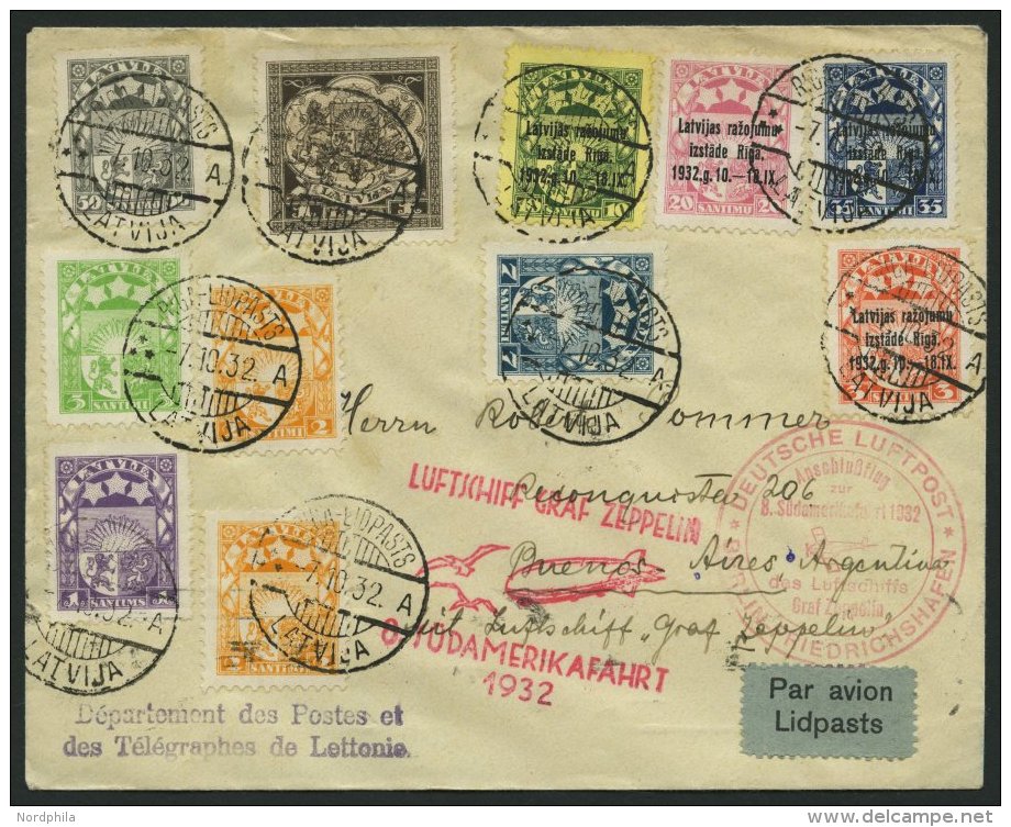 ZULEITUNGSPOST 189B BRIEF, Lettland: 1932, 8. S&uuml;damerikafahrt, Anschlu&szlig;flug Ab Berlin, Prachtbrief - Zeppelines
