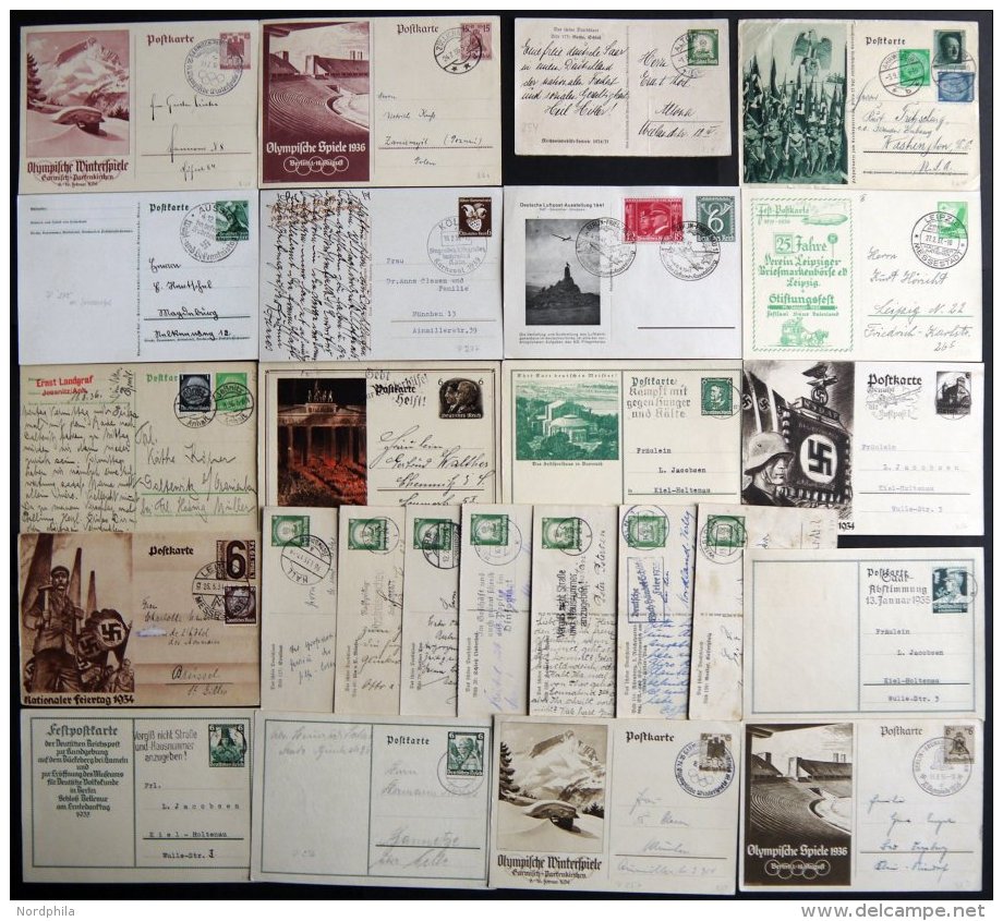 GANZSACHEN 1933-44, Partie Von 60 Verschiedenen Gebrauchten Karten, Feinst/Pracht, Besichtigen! - Sonstige & Ohne Zuordnung