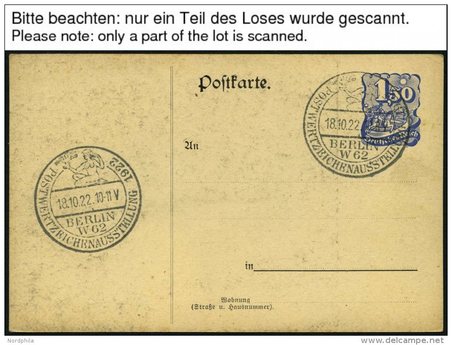 GANZSACHEN PP 54C1 BRIEF, Privatpost: 1922, 1.50 Postreiter Blau, Postkarte 11.5 Mm Vom Teilstrich Entfernt, Leer Gestem - Sonstige & Ohne Zuordnung