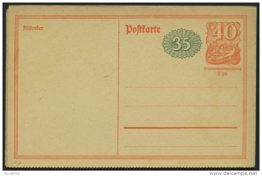 GANZSACHEN P 152II BRIEF, 1922, 35 Pf. Neben 40 Pf. Postreiter Mit Rosettenbeidruck, Gez&auml;hnt, 5x Zusammenh&auml;nge - Otros & Sin Clasificación