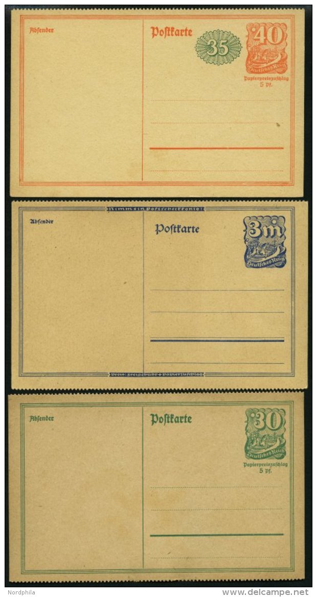 GANZSACHEN P 140,150,152II BRIEF, 1921/2, 3 Ungebrauchte Gez&auml;hnte Karten, Pracht, Mi. 77.- - Sonstige & Ohne Zuordnung