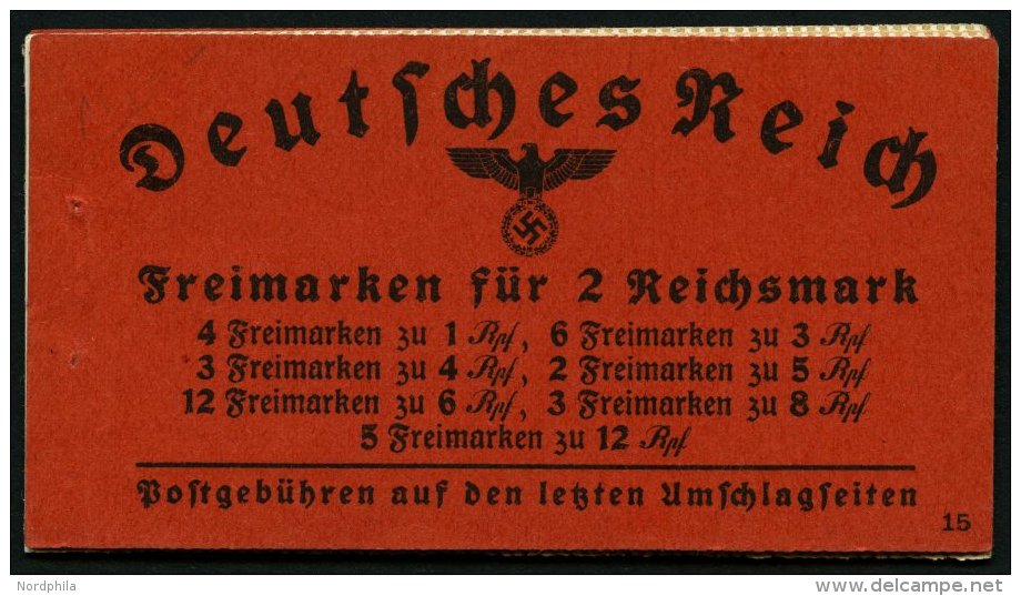 ZUSAMMENDRUCKE MH 39.5 **, 1941, Markenheftchen Hindenburg, Ohne Klammer, Heftchenz&auml;hnung, Feinst, Mi. 240.- - Zusammendrucke