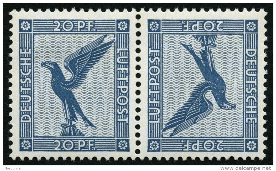 ZUSAMMENDRUCKE K 8 *, 1931, Adler Kehrdruck 20 + 20, Falzrest, Pracht, Mi. 210.- - Zusammendrucke