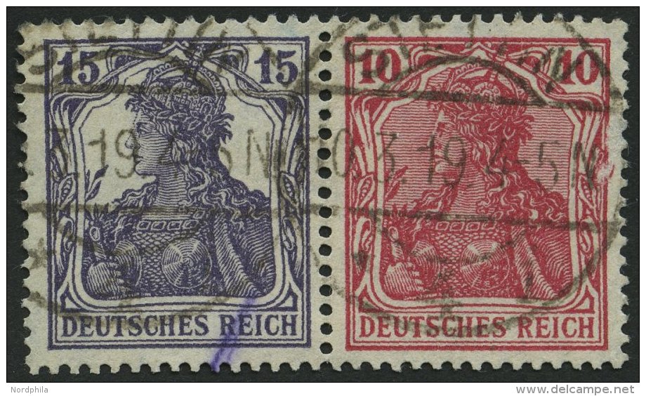 ZUSAMMENDRUCKE W 13aa O, 1918, Germania 15 + 10, Feinst, Mi. 250.- - Zusammendrucke