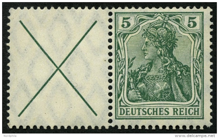 ZUSAMMENDRUCKE W 1.1 **, 1912, Germania X + 5, Pracht, Mi. 400.- - Zusammendrucke