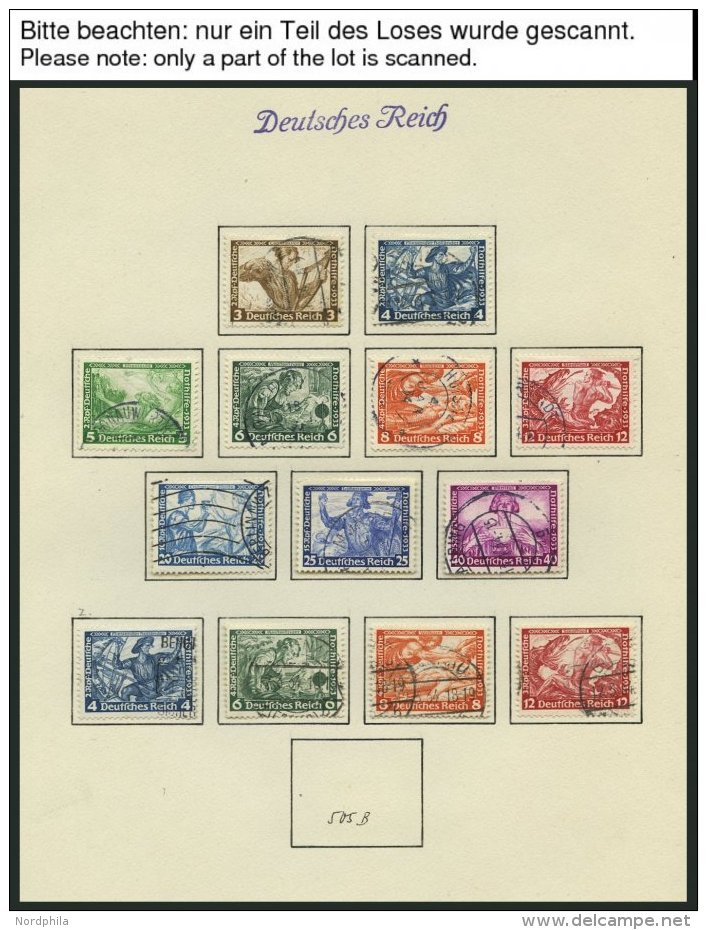 SAMMLUNGEN O, 1933-45, Bis Auf Chicagofahrt, Bl. 2, 3, 5/6 Und 9 In Den Hauptnummern Komplette Sammlung Bis 1944, Mit Ei - Used Stamps