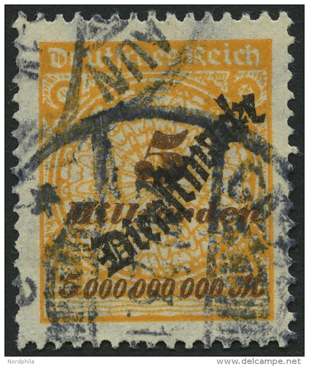 DIENSTMARKEN D 85 O, 1923, 5 Mrd. M. Lebhaftgelblichorange/siena, &uuml;blich Gez&auml;hnt Pracht, Gepr. Weinbuch, Mi. 1 - Oficial