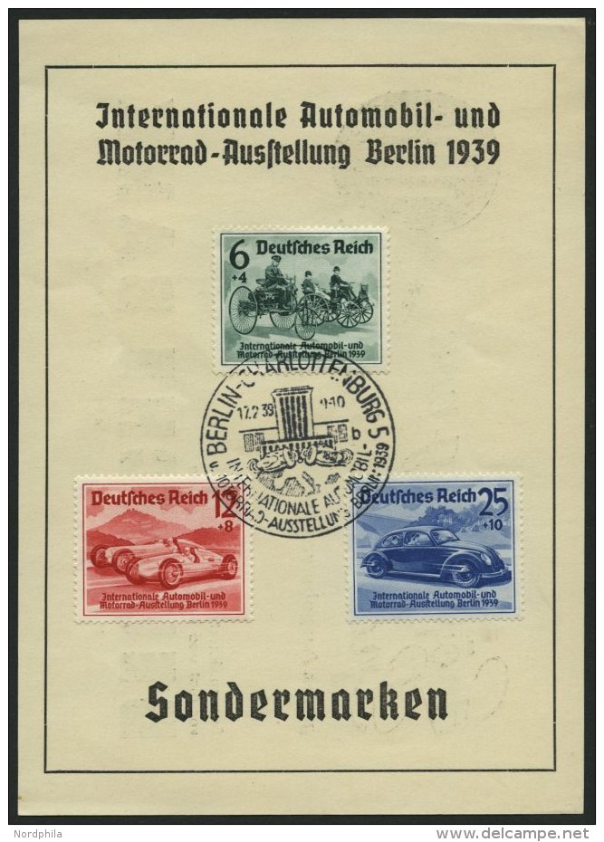 Dt. Reich 686-88 BRIEF, 1939, Automobilausstellung Mit Ersttags-Sonderstempel Auf Erinnerungsblatt Der Deutschen Bank, P - Sonstige & Ohne Zuordnung