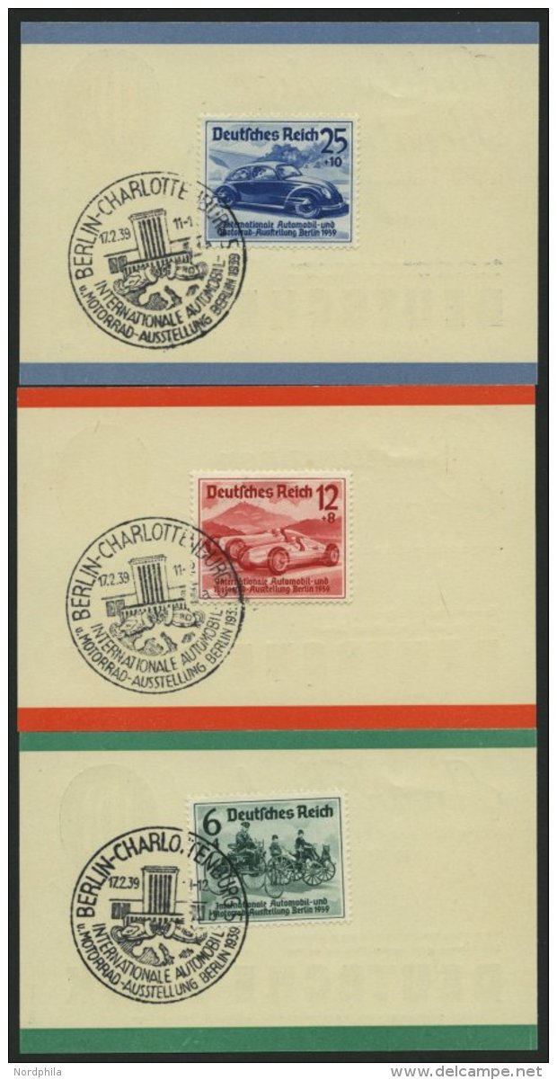 Dt. Reich 686-88 BrfStk, 1939, Automobilausstellung Auf Deutsche Bank Karten Mit Ersttags-Sonderstempel, Prachtsatz - Otros & Sin Clasificación