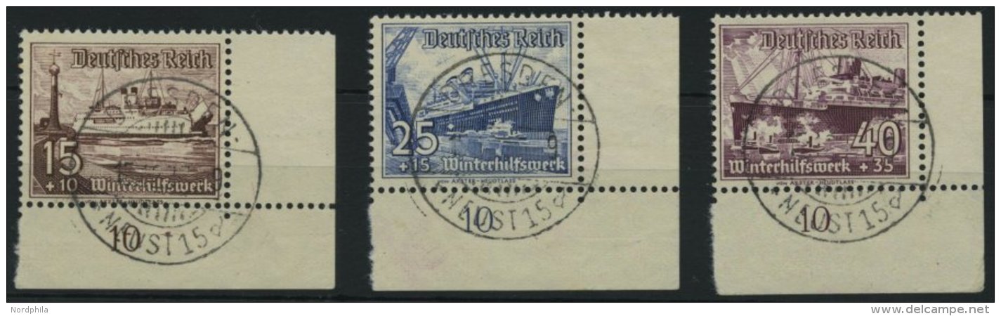 Dt. Reich 657-59 O, 1937, 15 - 40 Pf. Schiffe, Je Aus Der Rechten Unteren Bogenecke, 3 Prachtwerte - Sonstige & Ohne Zuordnung