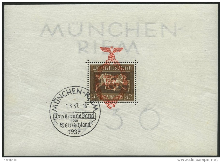 Dt. Reich Bl. 10 O, 1937, Block M&uuml;nchen-Riem, Ersttags-Sonderstempel, Pracht, Mi. (130.-) - Oblitérés