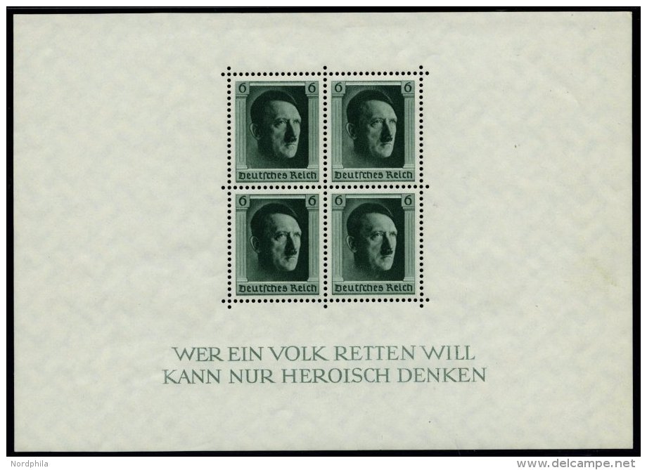 Dt. Reich Bl. 7 **, 1937, Block Hitler, Pracht, Mi. 70.- - Usados
