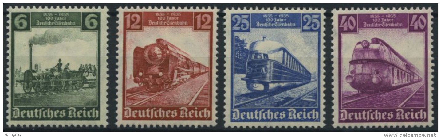 Dt. Reich 580-83 **, 1935, 100 Jahre Eisenbahn, Prachtsatz, Mi. 130.- - Gebraucht