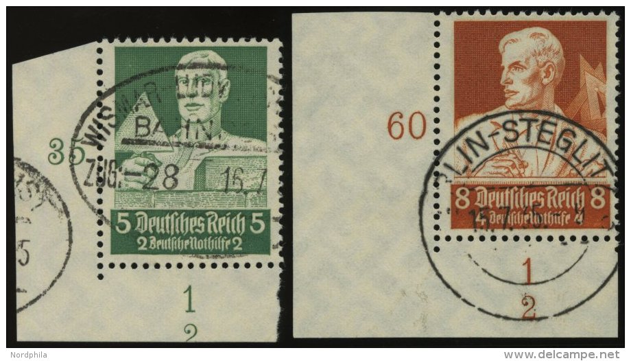 Dt. Reich 558,560 O, 1934, 4 Und 8 Pf. St&auml;nde, Je Aus Der Linken Unteren Bogenecke Mit Form-Nr. 2, Pracht - Sonstige & Ohne Zuordnung