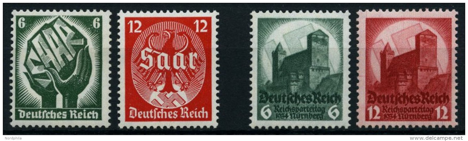 Dt. Reich 544-47 **, 1934, Saarabstimmung Und Reichsparteitag, 2 Prachts&auml;tze, Mi. 175.- - Gebraucht