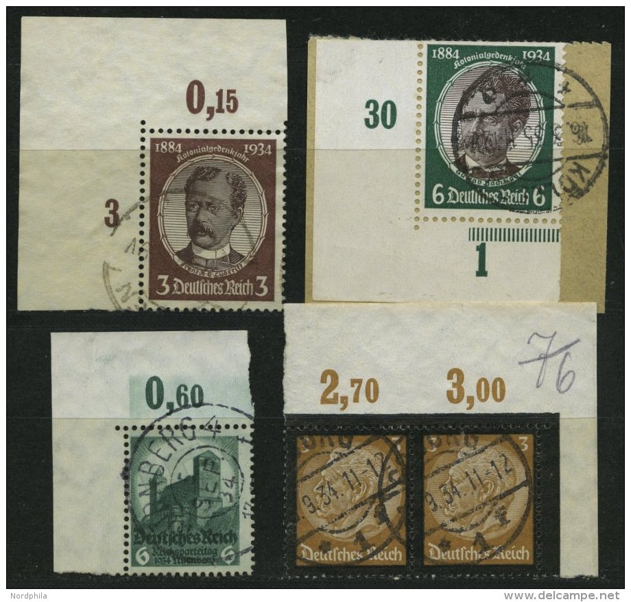 Dt. Reich 540/1,46,48 O,BrfStk , 1934, 4 Bogenecken, Pracht - Sonstige & Ohne Zuordnung