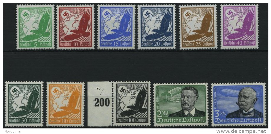 Dt. Reich 529-39x **, 1934, Flugpost, Postfrischer Prachtsatz, Fotoattest Dr. Oechsner, Mi. 800.- - Sonstige & Ohne Zuordnung