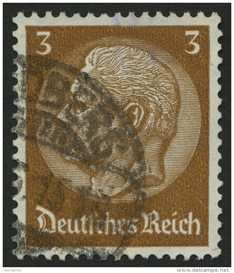 Dt. Reich 513Y O, 1933, 3 Pf. Hindenburg, Wz. Schenkel Nach Rechts, Pracht, R!, Fotoattest H.D. Schlegel, Mi. 1500.- - Otros & Sin Clasificación