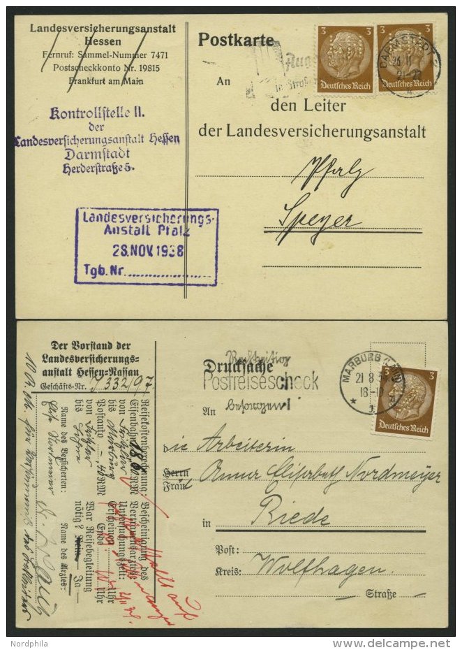 Dt. Reich 513,519 BRIEF, 1943, 3 Und 12 Pf. Hindenburg, 4 Belege Mit Lochungen: LH, LVA Und C.H.B., Pracht - Sonstige & Ohne Zuordnung