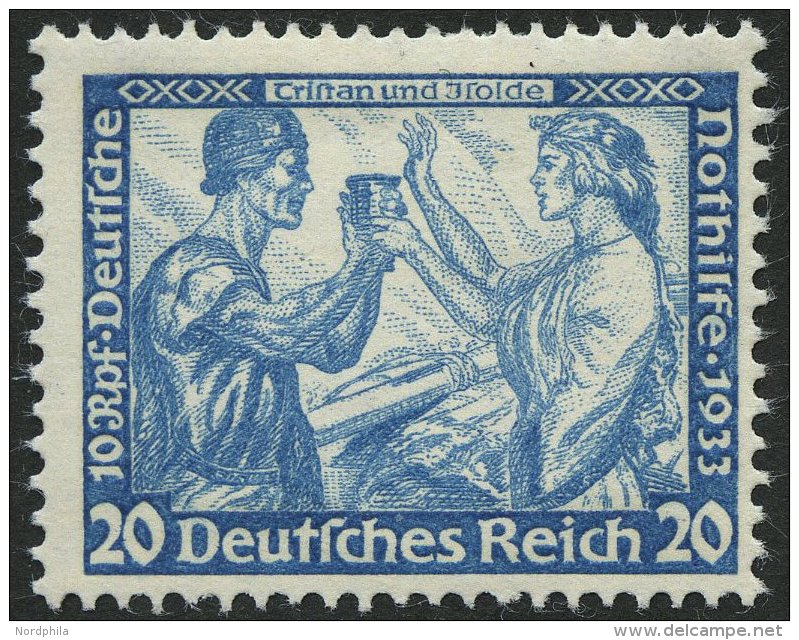 Dt. Reich 505A *, 1933, 20 Pf. Wagner, Gez&auml;hnt K 14:13, Falzrest, Pracht - Usados