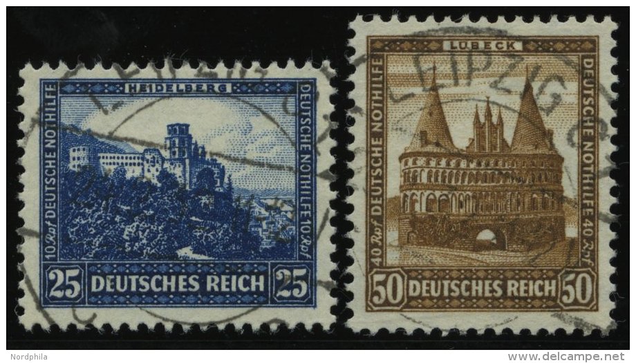 Dt. Reich 461/2 O, 1931, 25 Und 50 Pf. Bauwerke, 2 Prachtwerte, Mi. 140.- - Usados