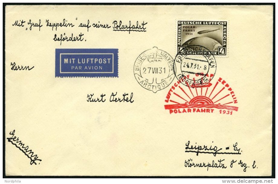 Dt. Reich 458 BRIEF, 1931, 4 RM Polarfahrt Auf Polarfahrtbrief Bis Malygin, Pracht - Usados