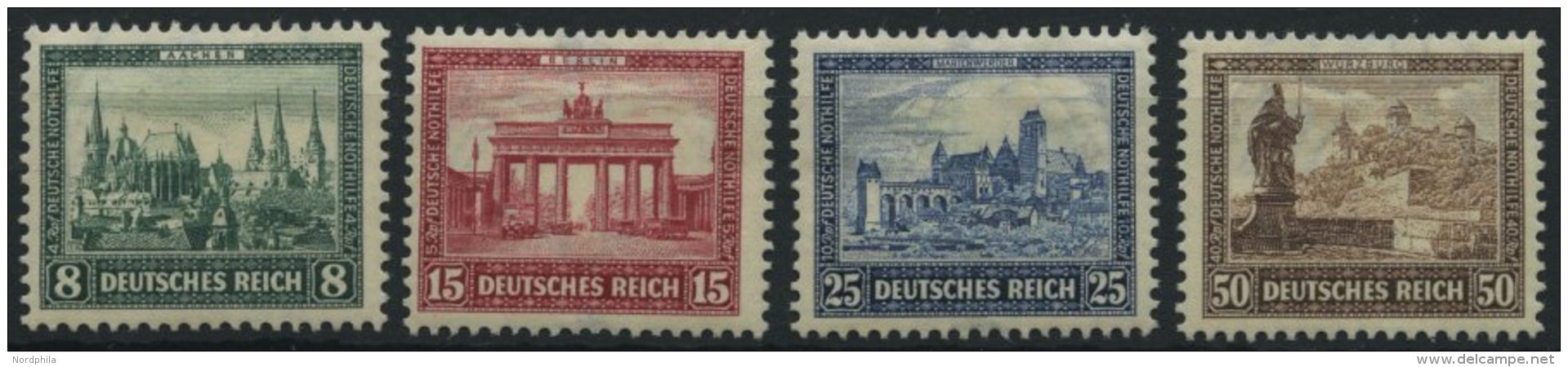 Dt. Reich 446-49 *, 1930, IPOSTA, Gro&szlig;er Falzrest, Prachtsatz, Mi. 160.- - Usados