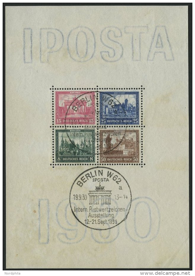 Dt. Reich Bl. 1 O, 1930, Block IPOSTA, Sonderstempel, Feinst (Rand B&uuml;gig Und Etwas Fleckig), Mi. 2000.- - Usados