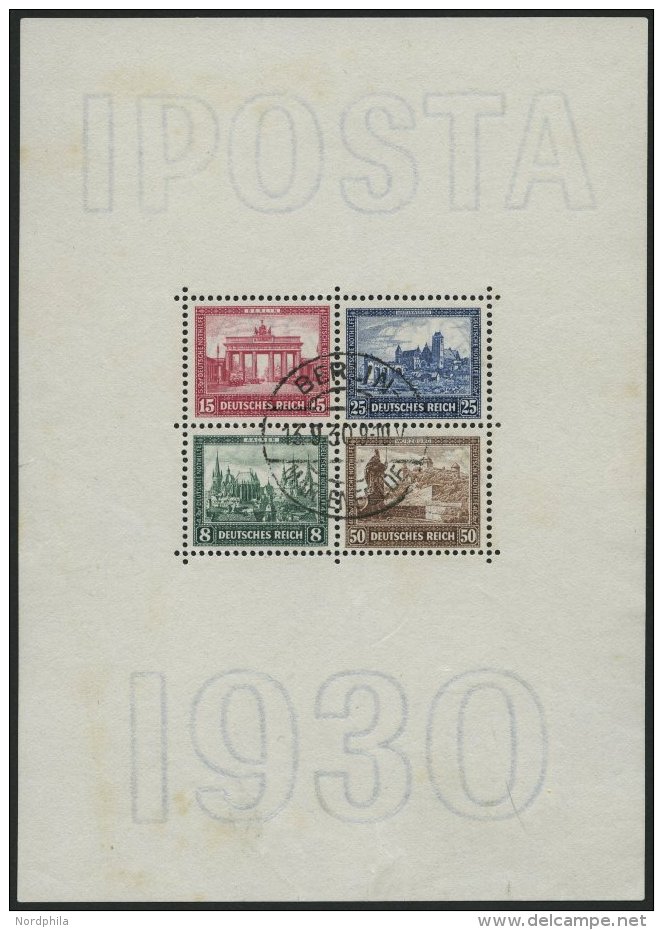 Dt. Reich Bl. 1 O, 1930, Block IPOSTA, Minimal Fleckiger Rand Sonst Pracht, Mi. 2000.- - Usados