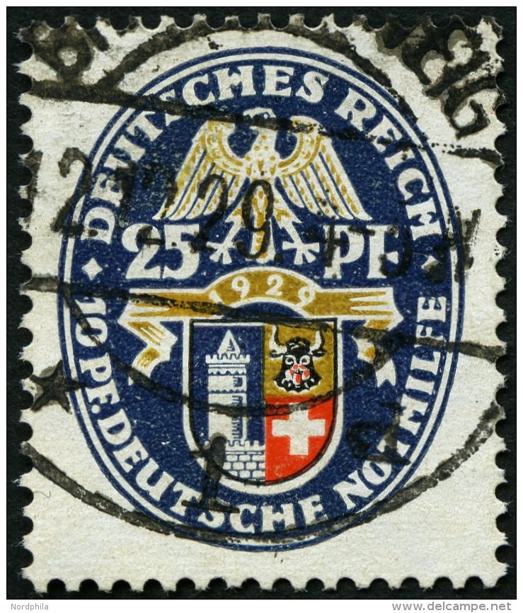 Dt. Reich 433 O, 1929, 25 Pf. Nothilfe, Pracht, Gepr. Schlegel, Mi. 65.- - Gebraucht