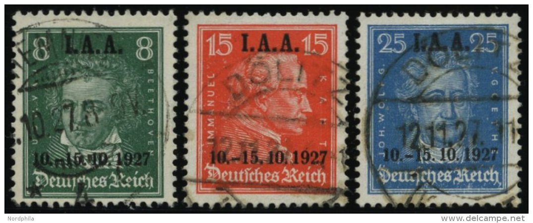Dt. Reich 407-09 O, 1927, I.A.A., Prachtsatz, Mi. 250.- - Usados