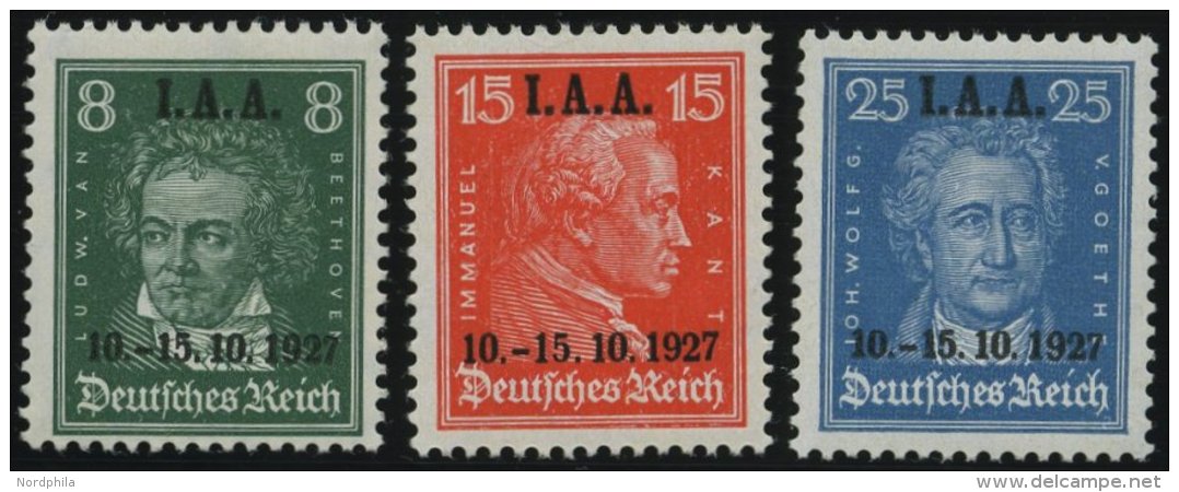 Dt. Reich 407-09 **, 1927, I.A.A., Prachtsatz, Gepr. D. Schlegel, Mi. 240.- - Usados