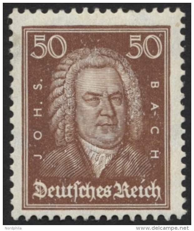 Dt. Reich 396 **, 1926, 50 Pf. Bach, Normale Z&auml;hnung, Pracht, Mi. 160.- - Gebraucht