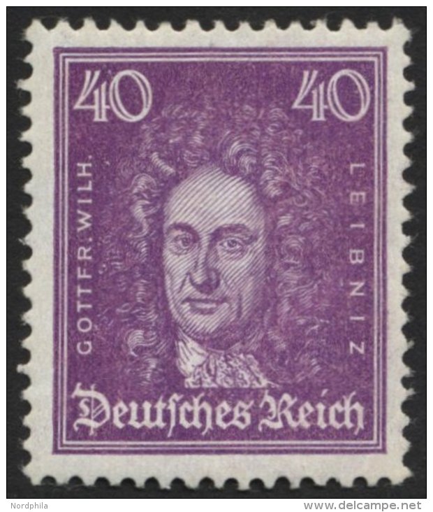 Dt. Reich 395 **, 1926, 40 Pf. Leibniz, &uuml;blich Gez&auml;hnt Pracht, Gepr. Schlegel, Mi. 160.- - Usados