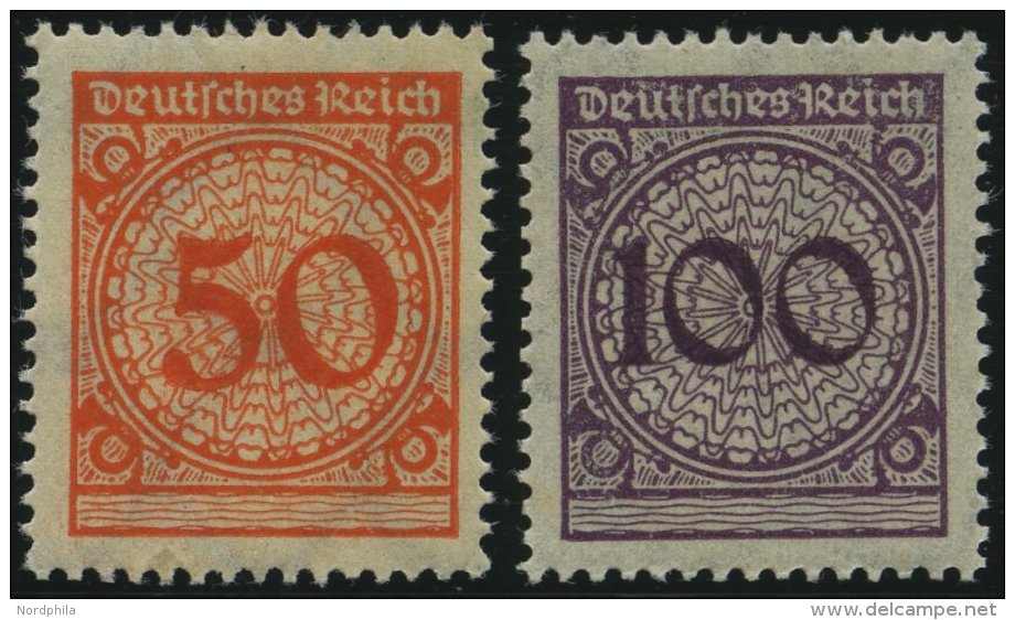 Dt. Reich 342/3 **, 1923, 50 Und 100 Pf. Ziffer, 2 Prachtwerte, Mi. 95.- - Gebraucht