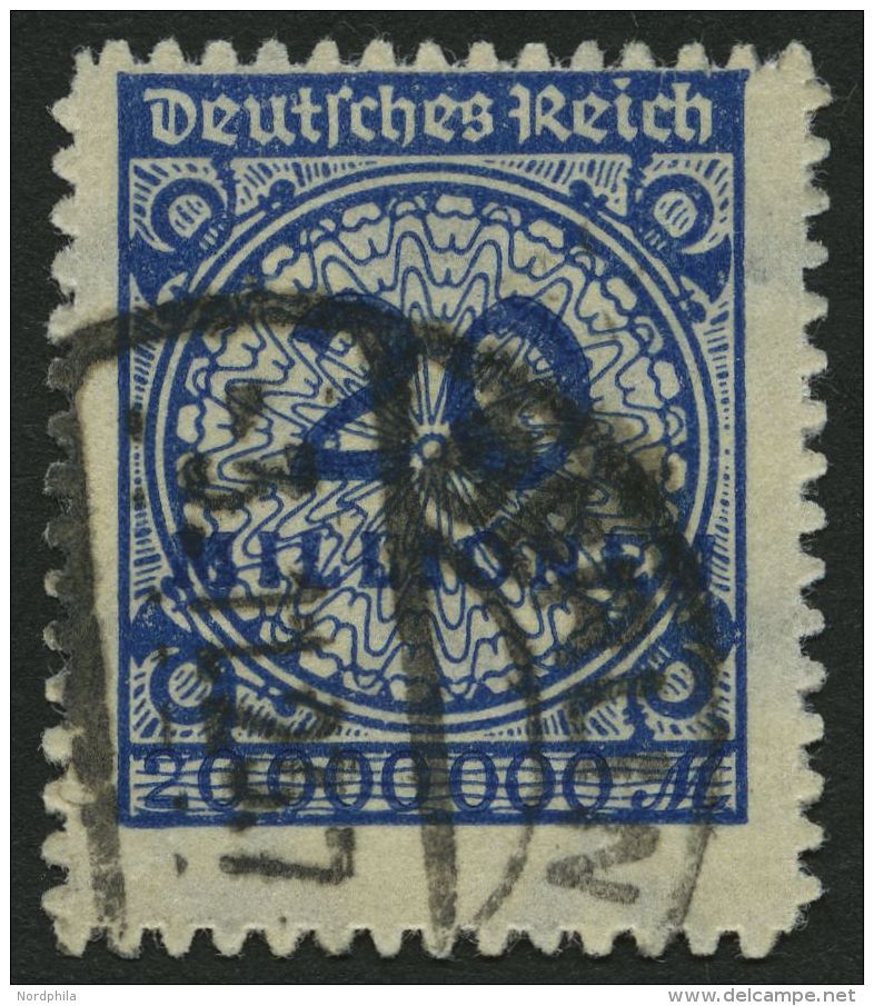 Dt. Reich 319B O, 1923, 20 Mio. M. Dunkelviolettultramarin, Durchstochen, Pracht, Fotobefund Tworek, Mi. 400.- - Otros & Sin Clasificación