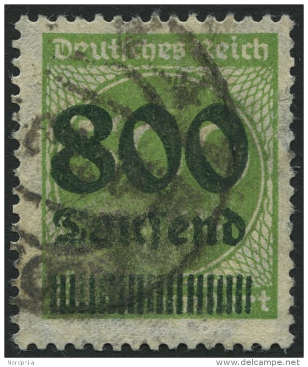 Dt. Reich 307 O, 1923, 800 Tsd. Auf 500 M. Gelblichgr&uuml;n, Kleine Sch&uuml;rfung, Feinst, Gepr. Peschl, Mi. 2000.- - Usados