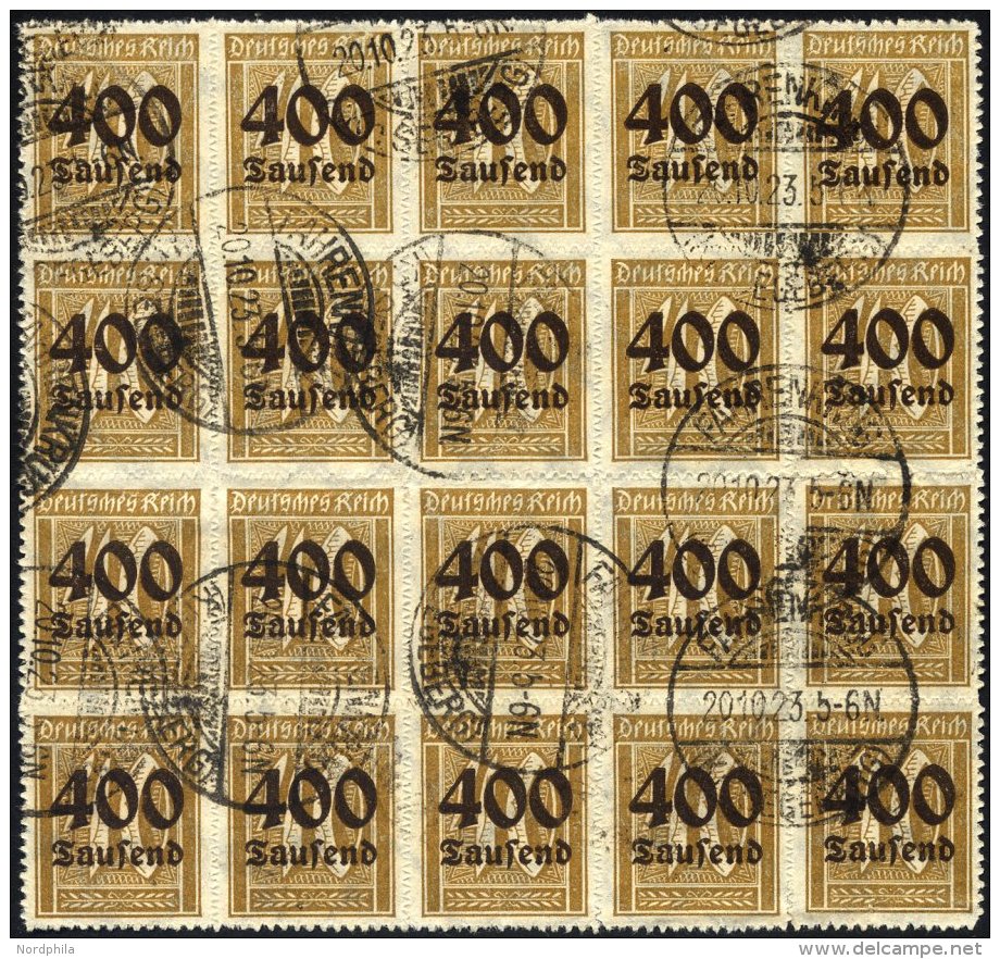 Dt. Reich 300 O, 1923, 400 Tsd. Auf 40 Pf. Dunkelgelbocker Im Bogenteil Von 20 Werten, Feinst/Pracht (einige Werte B&uum - Gebraucht