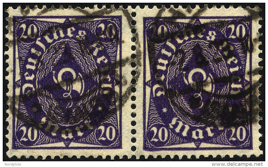 Dt. Reich 230W/230W O, 1923, 20 M. Schwarzgrauviolett, Walzendruck, Im Waagerechten Paar, Pracht, Gepr. Infla, Mi. 130.- - Usados