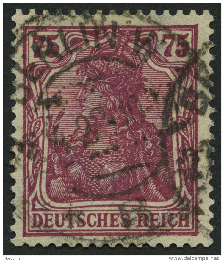 Dt. Reich 197b O, 1922, 75 Pf. Rosalila, Normale Z&auml;hnung Pracht, Gepr. Infla, Mi. 180.- - Gebraucht