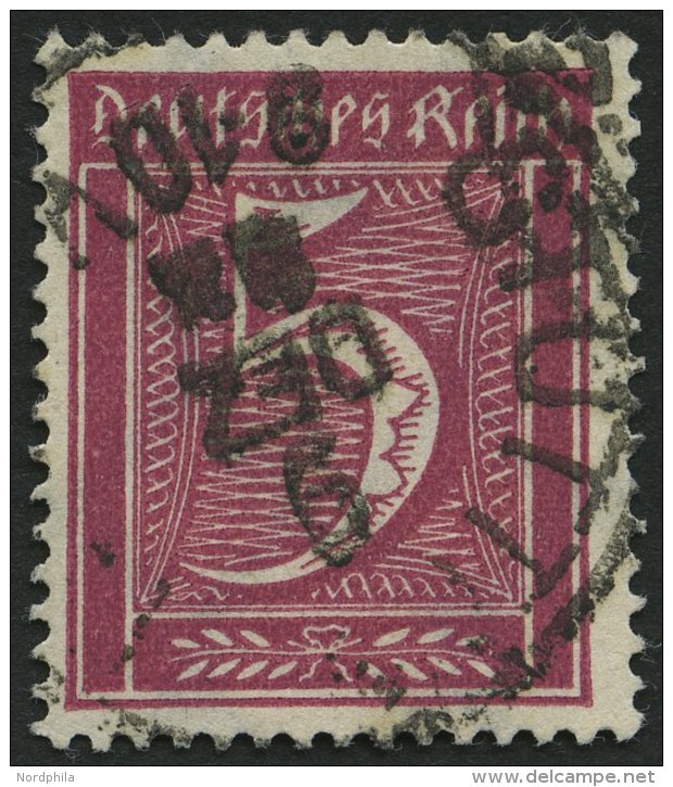 Dt. Reich 177 O, 1922, 5 Pf. Lilakarmin, Wz. 2, Winzige Knitterspur Sonst Pracht, Gepr. Infla, Mi. 260.- - Gebraucht